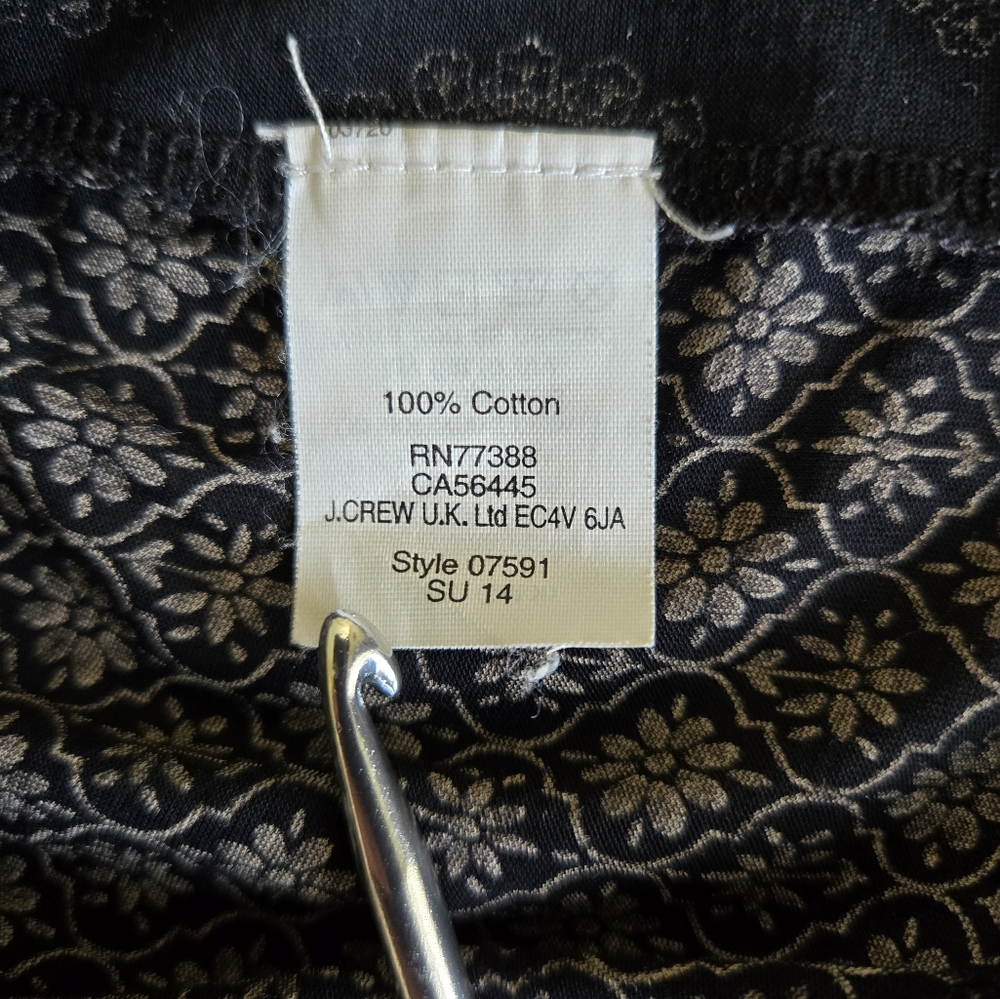 J. Crew Black and Cream Patterned Blouse - Picture 4 of 6